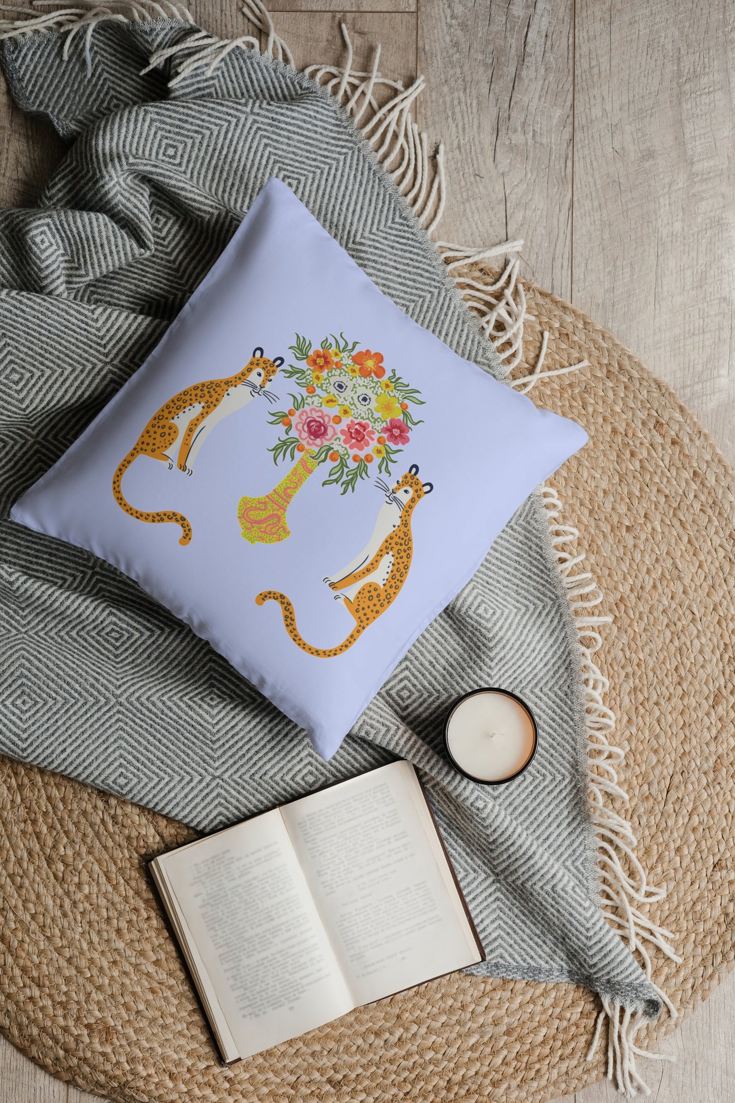 Asiatic Outdoor Pillows Chinoiserie Blue Chinese Cheetah