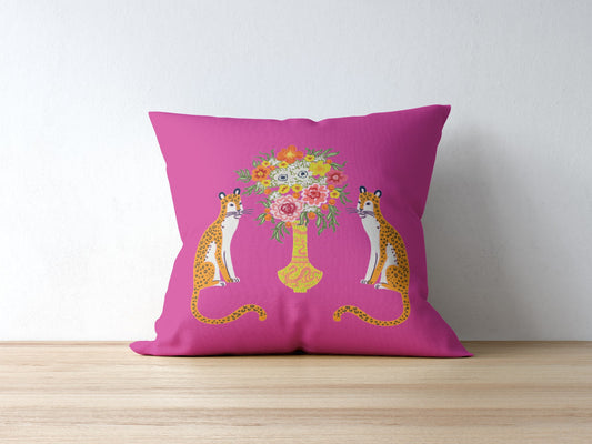 Asiatic Outdoor Pillows Chinoiserie Hot Pink Chinese Cheetah