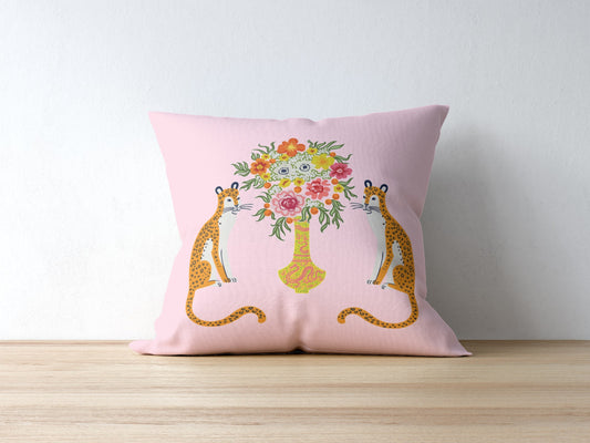 Asiatic Outdoor Pillows Chinoiserie Baby Pink Chinese Cheetah