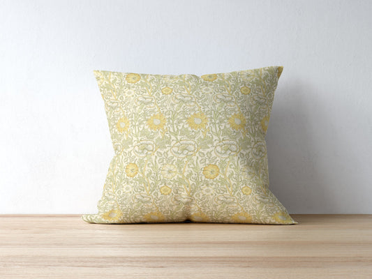 Pink and Rose Cotton Throw Pillows William Morris Cowslip Fennel Yellow