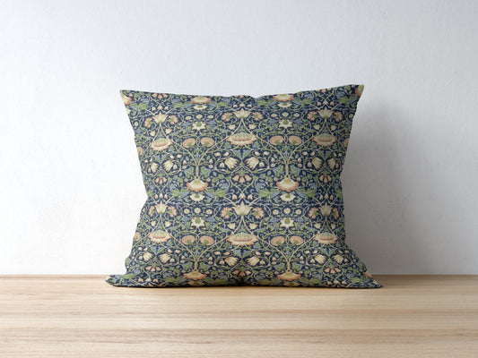 Lodden Cotton Throw Pillows William Morris Indigo Blue