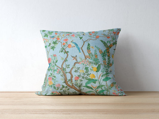 Livia II Outdoor Pillows Blue Chinoiserie Fresco Garden