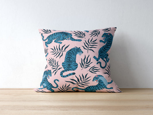 Wild Tiger Outdoor Pillows Pink Jungle