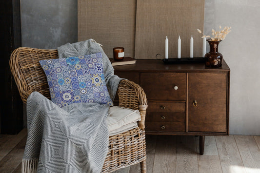 Pueblo Outdoor Pillows Blue & White