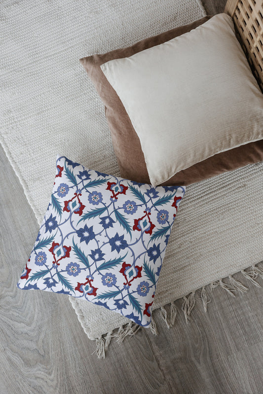 Ankara Ottoman Outdoor Pillows Violet Blue Red & White