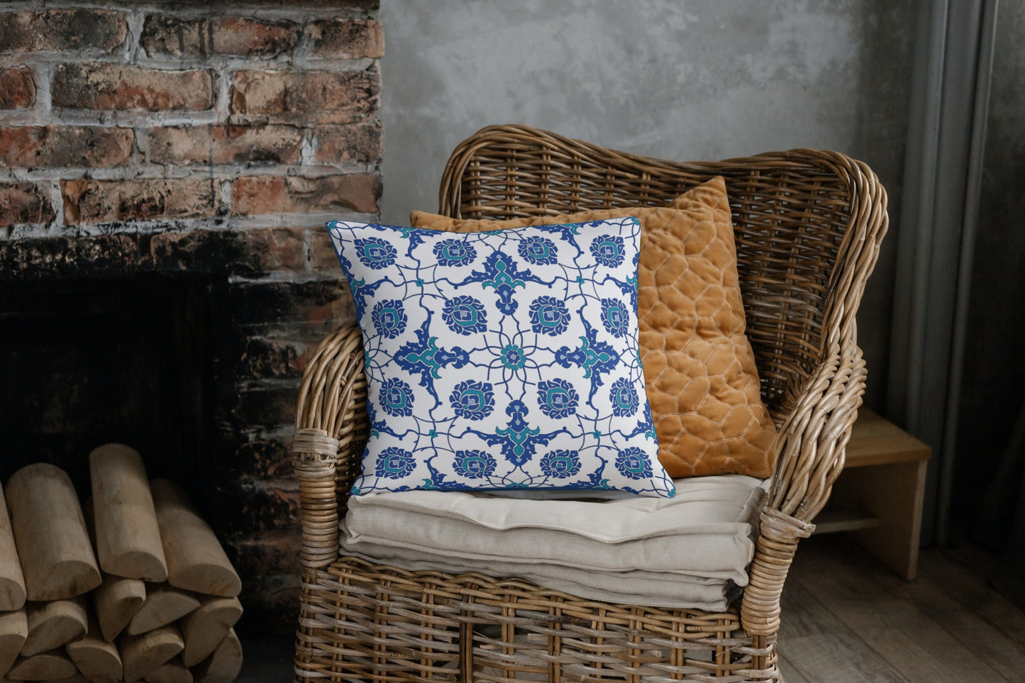 Anatolia Ottoman Outdoor Pillows Blue & White