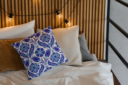 Azra Ottoman Outdoor Pillows Blue & White