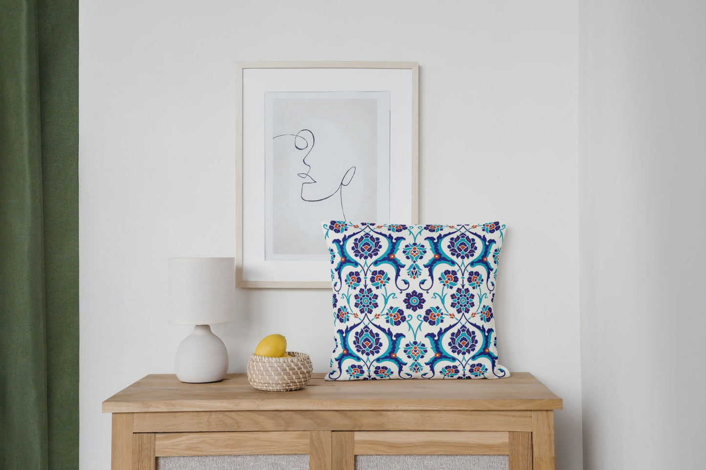 Adana Ottoman Outdoor Pillows Blue, Red & White