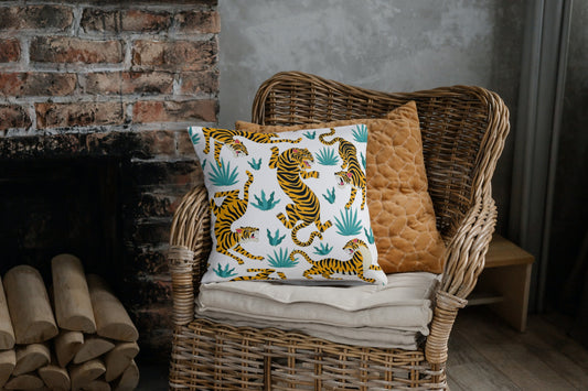 Wild Tiger Outdoor Pillows Green White