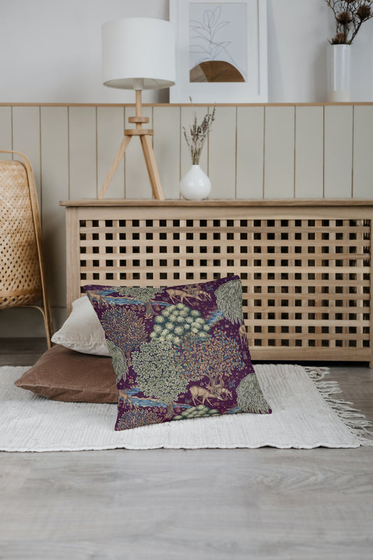 The Brook Outdoor Pillows William Morris Plum Wine