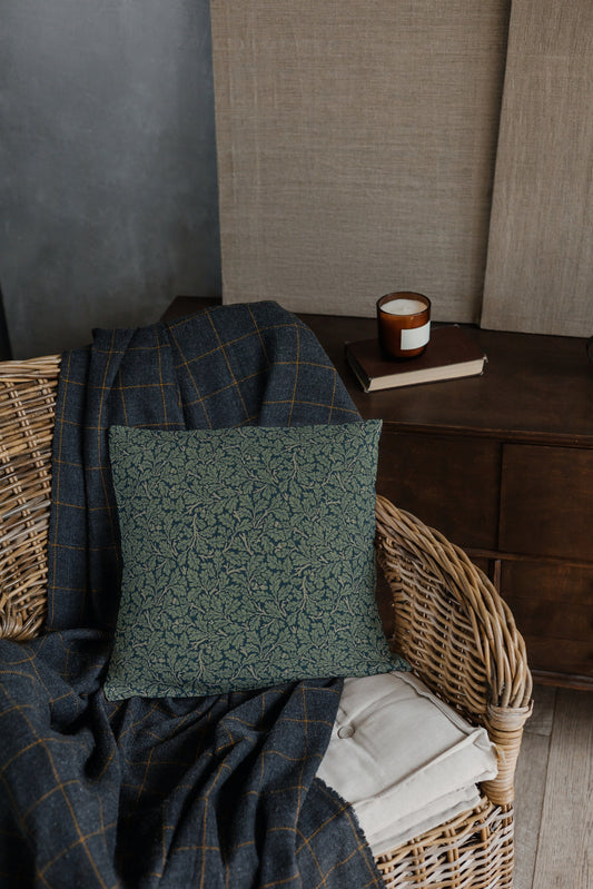 Oak Leaf Outdoor Pillows William Morris Dark Teal Slate Green