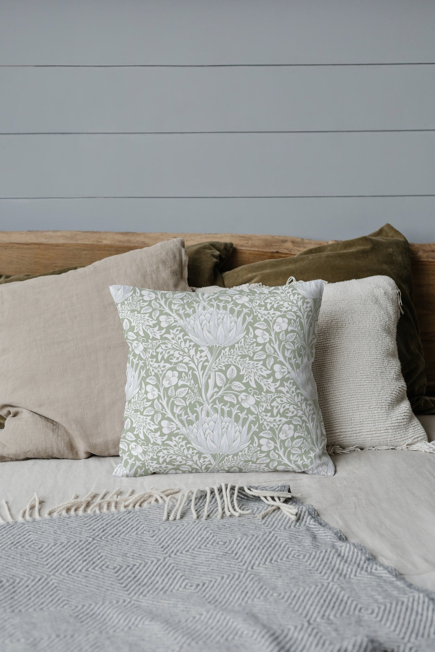 Artichoke Cotton Pillow William Morris Sage Green
