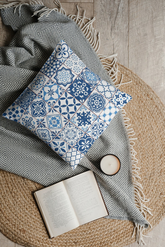Skiathos Outdoor Pillows Blue & White