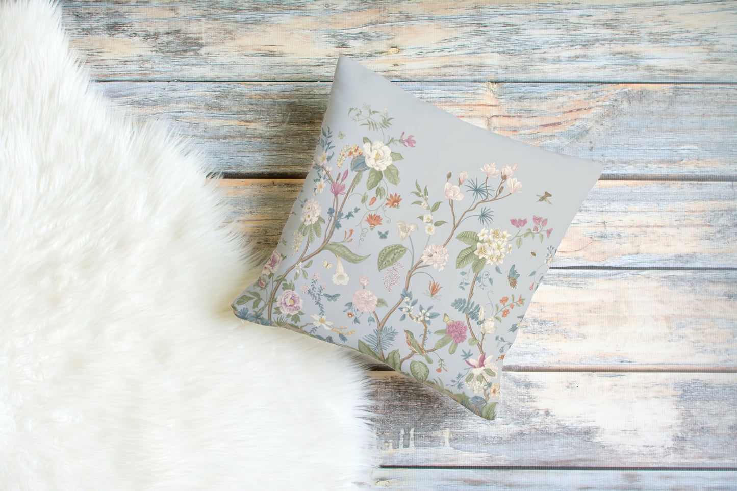 Chinoiserie Cotton Pillows Misty Blue