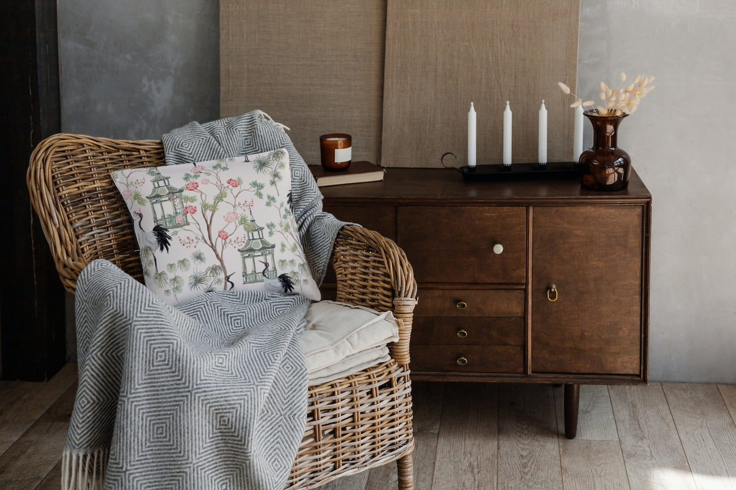 Chinoiserie Cotton Pillows Blush Pagoda