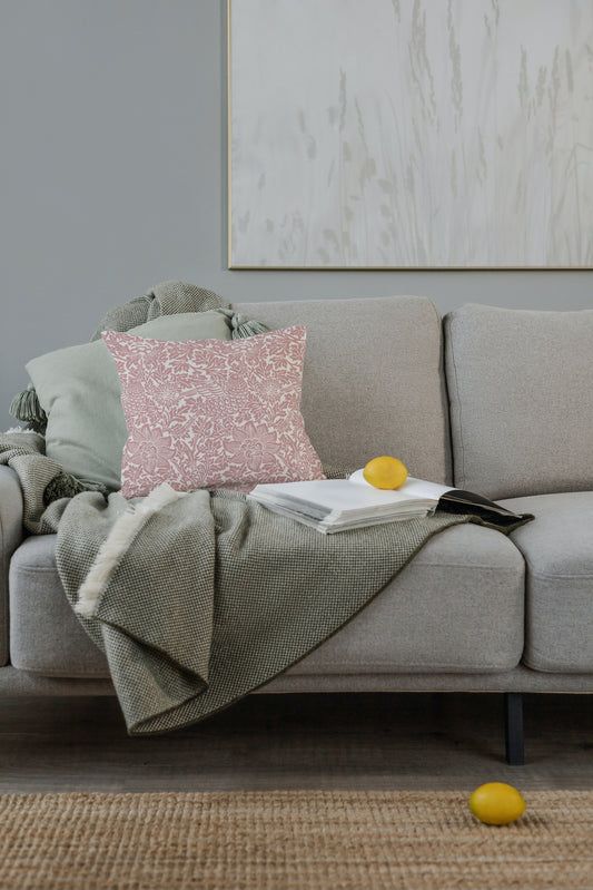 William Morris Cotton Pillows Bird & Anemone Coral Blush