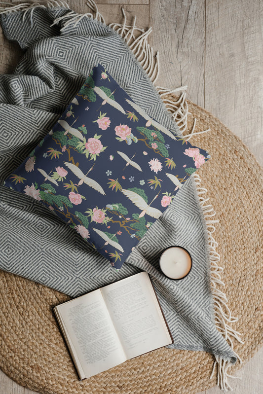 Tropical Japanese Cotton Pillows Blue & Pink