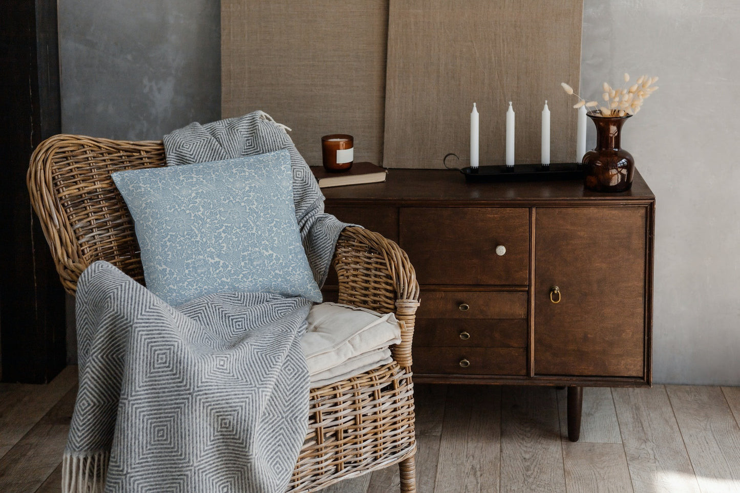 William Morris Cotton Pillows Soft Blue Bird & Anemone