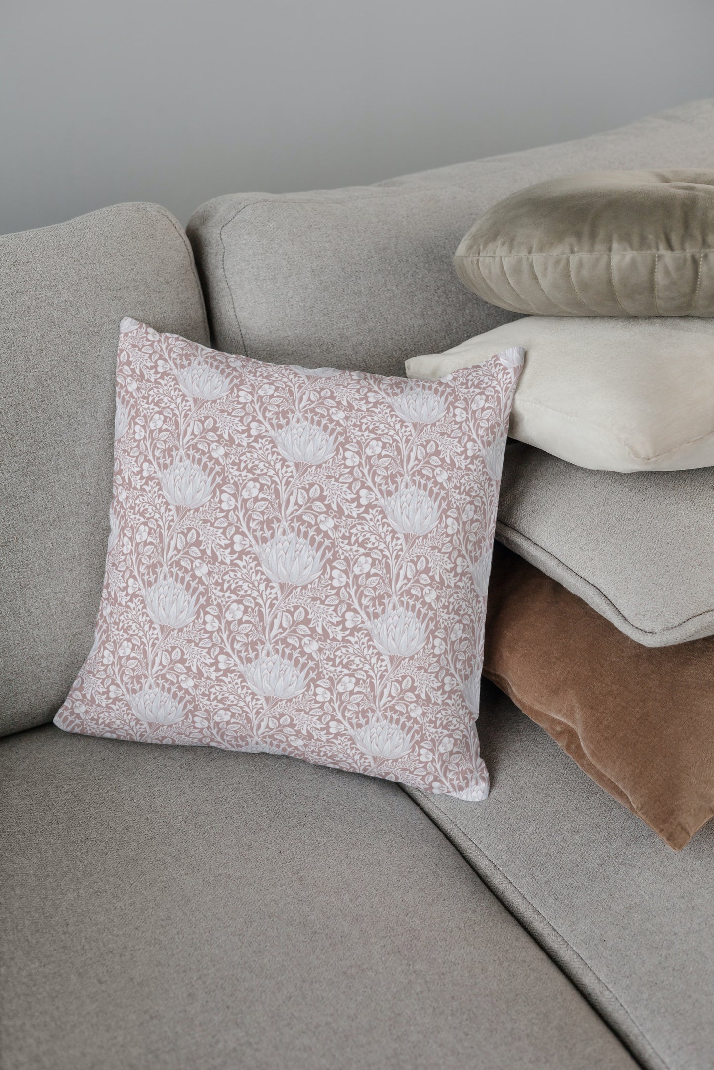 William Morris Cotton Pillows Artichoke Rose Blush