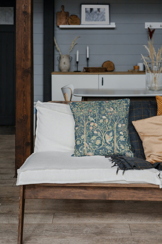 Melsetter Cotton Throw Pillows William Morris Dark Teal