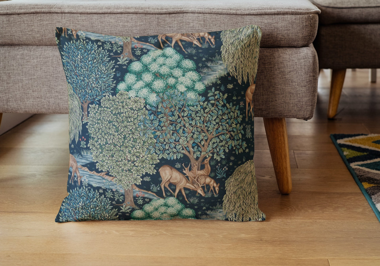 The Brook Cotton Throw Pillows William Morris Tapestry Blue