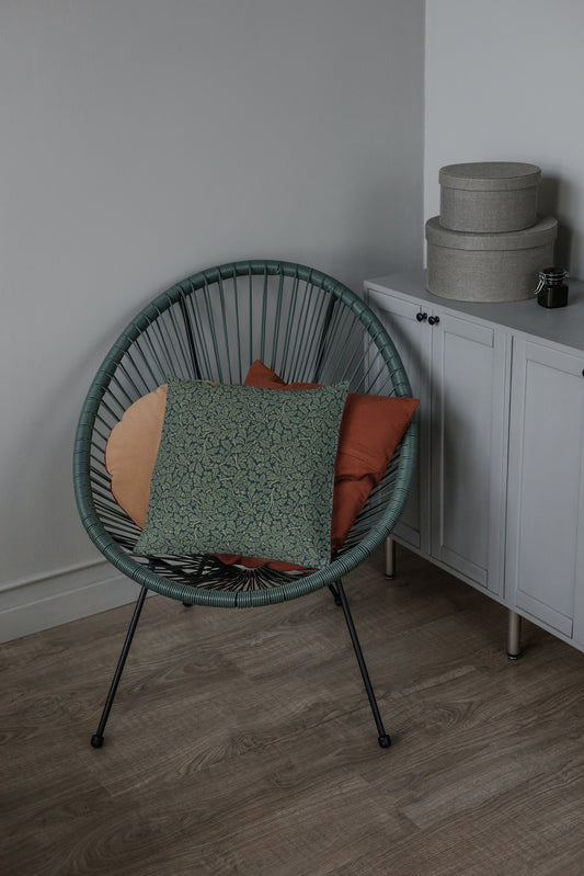 Oak Leaf Cotton Throw Pillows William Morris Dark Teal Slate Green