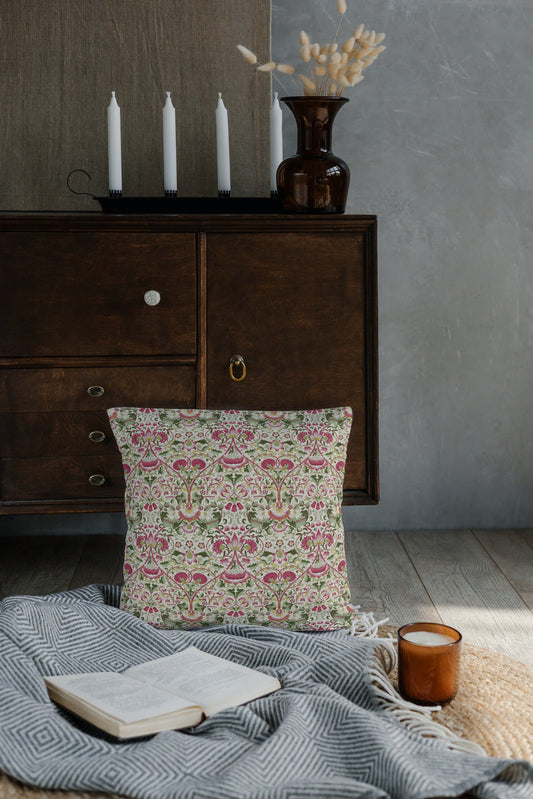 Lodden Cotton Throw Pillows William Morris Rose Thyme