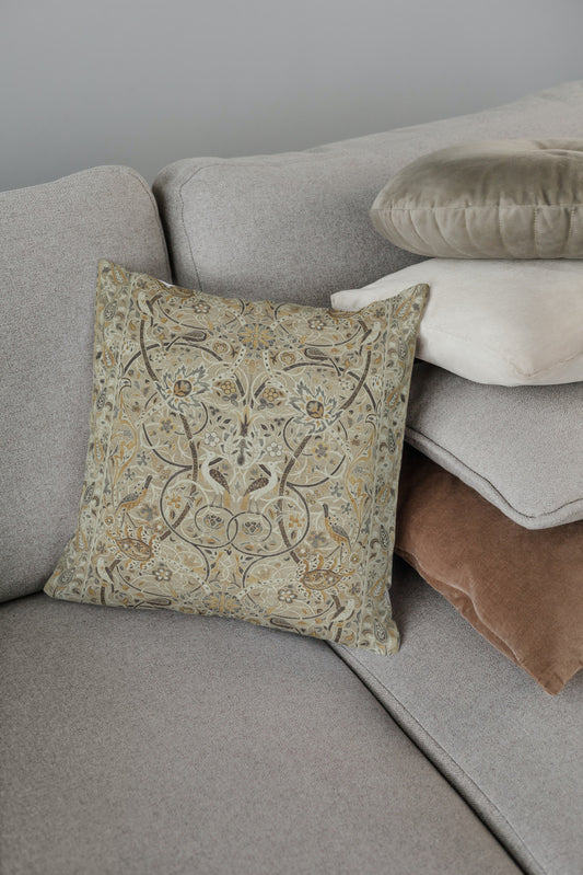Bullerswood Cotton Throw Pillows William Morris Stone Mustard