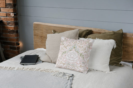 Severn Cotton Throw Pillows William Morris Pink Cochineal Willow