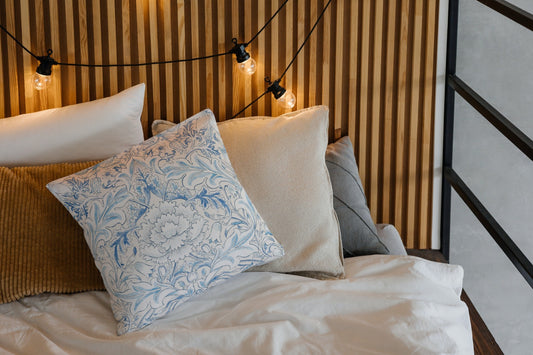 Severn Cotton Throw Pillows William Morris Blue Woad