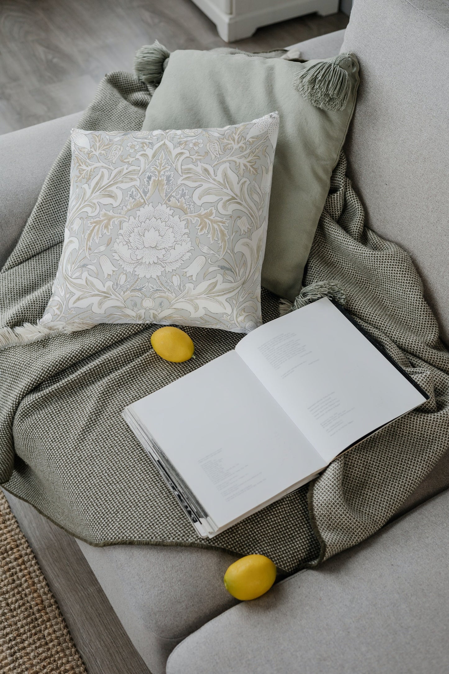 Severn Cotton Throw Pillows William Morris Dove Grey