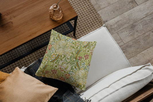 Golden Lily Cotton Throw Pillows William Morris Green