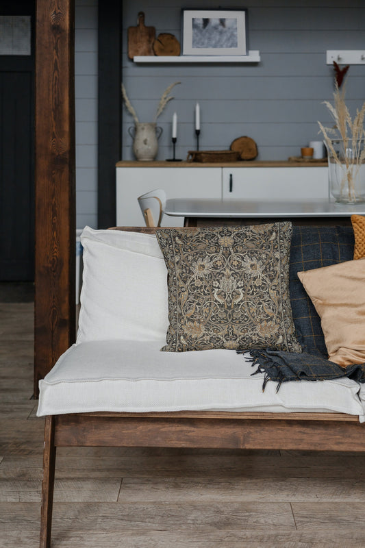 Bullerswood Cotton Throw Pillows William Morris Charcoal Mustard