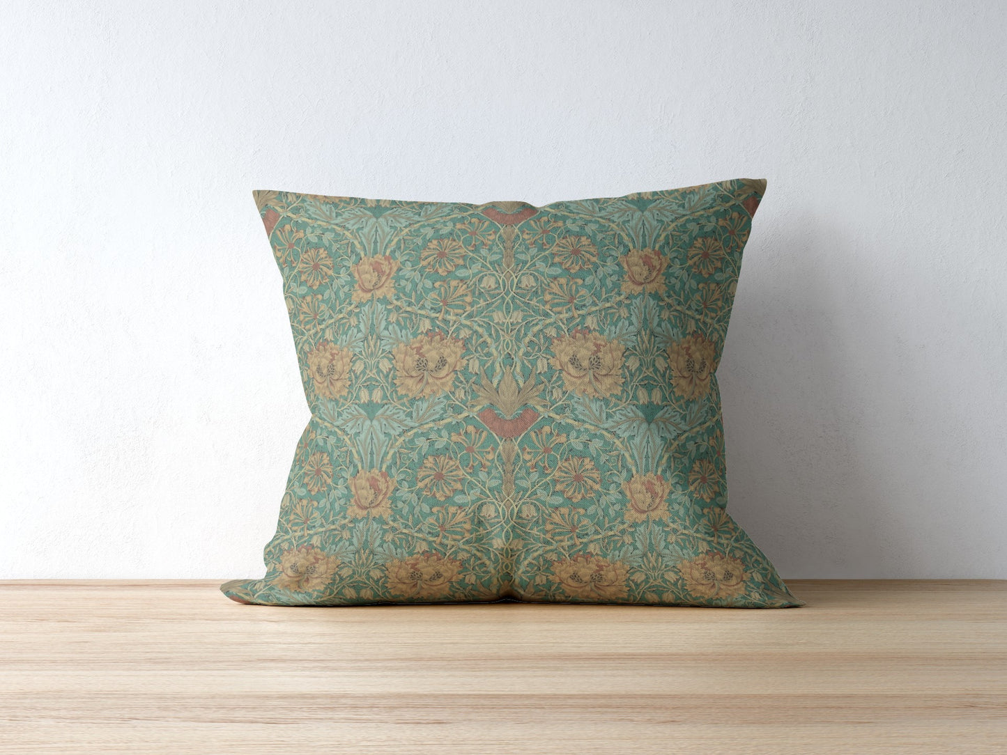 Honeysuckle & Tulip William Morris Cotton Pillows Emerald Russet