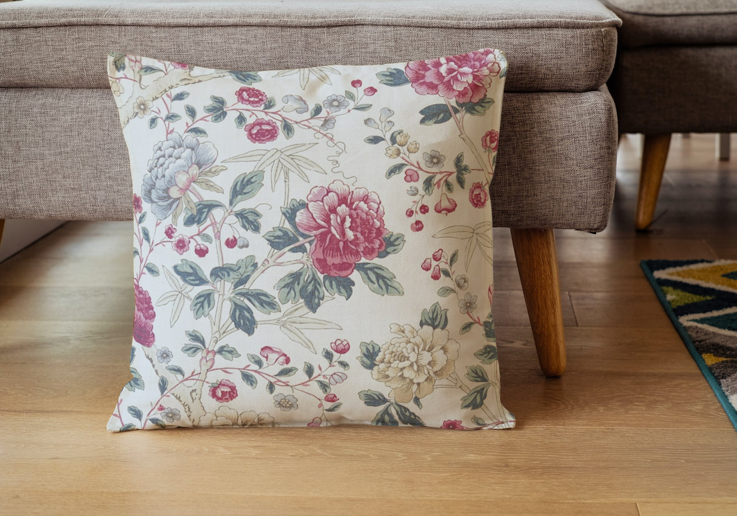 Tangley Cotton Throw Pillows William Morris Red Ivory