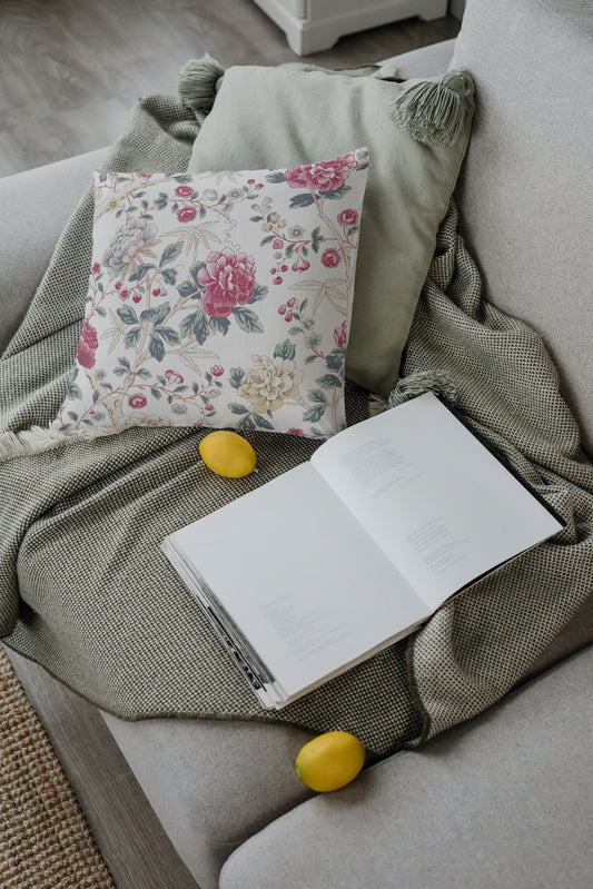 Tangley Cotton Throw Pillows William Morris Red Ivory