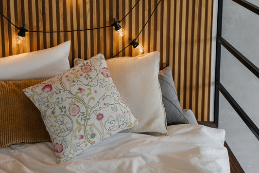 Mary Isobel Cotton Throw Pillows William Morris Pink Ivory