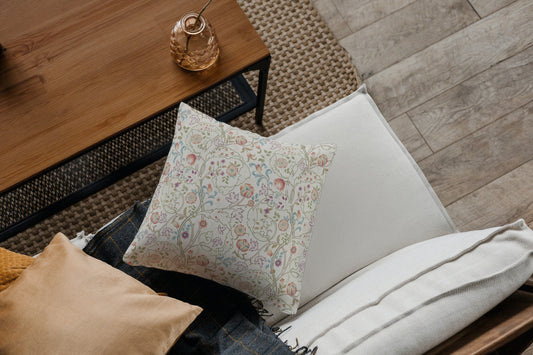 Mary Isobel Cotton Throw Pillows William Morris Pink Rose Artichoke