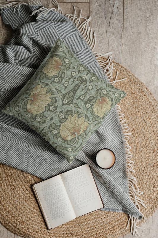 Pimpernel Cotton Throw Pillows William Morris Bayleaf Manilla