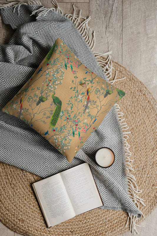 Chinoiserie Cotton Pillows Golden Garden