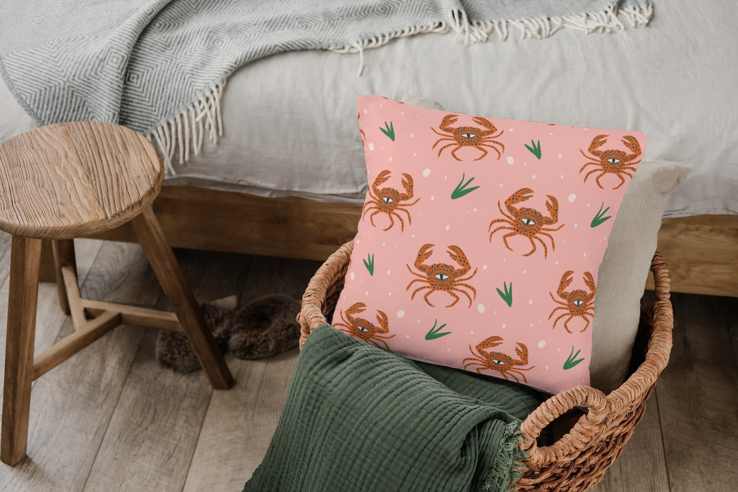 Crazy Crabs Outdoor Pillows Summer Pink