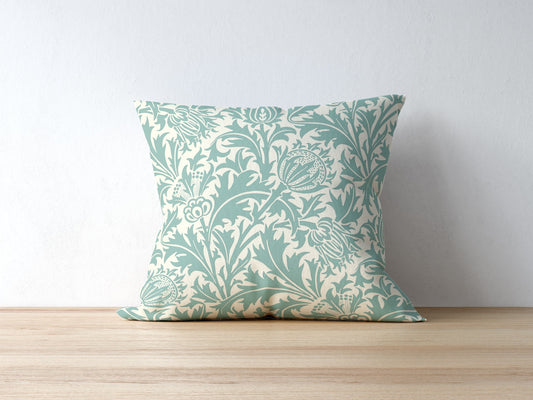 Thistle Outdoor Pillows William Morris Mint Green Cream
