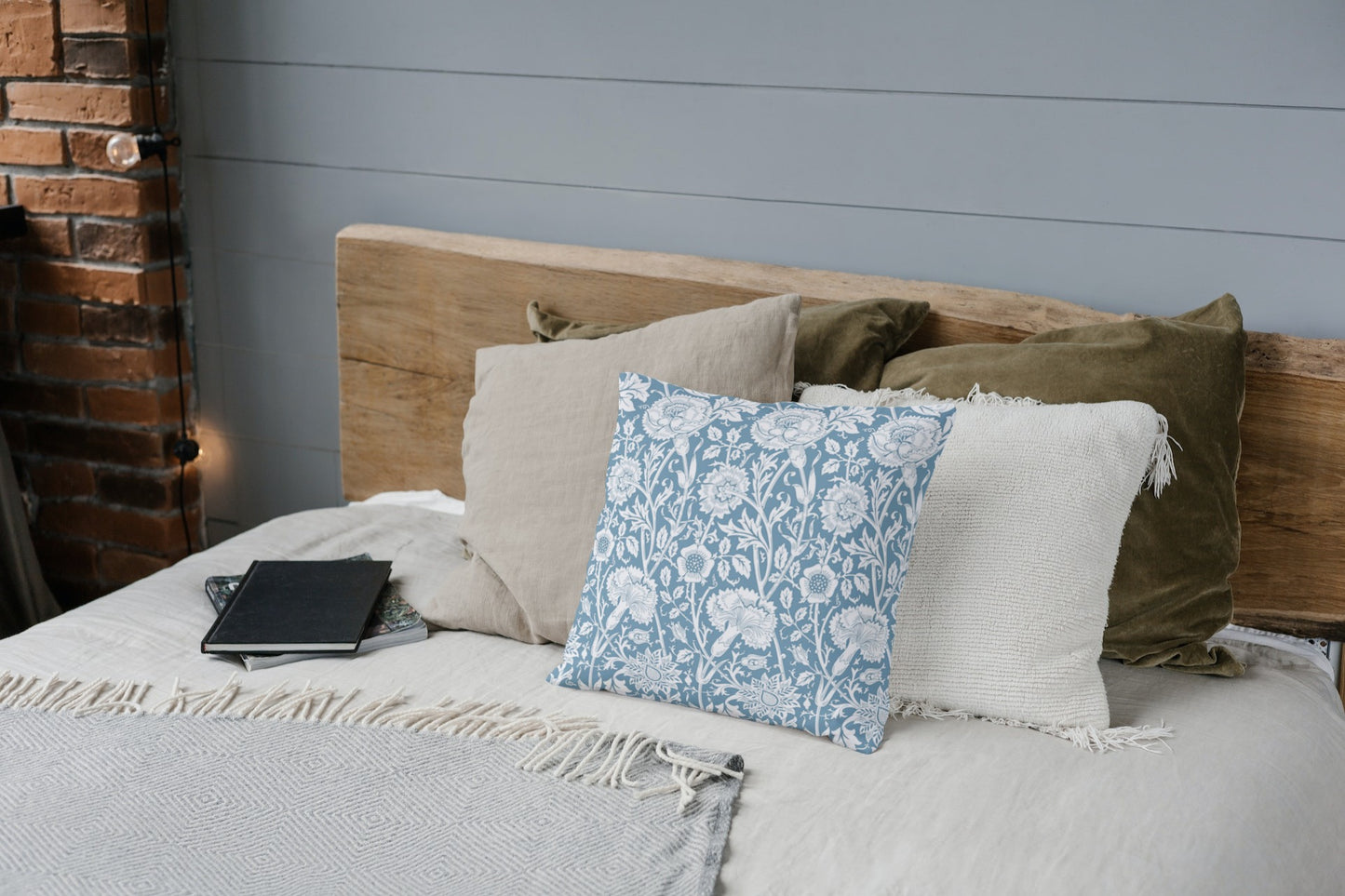 Pink & Rose Outdoor Pillows William Morris Blue White