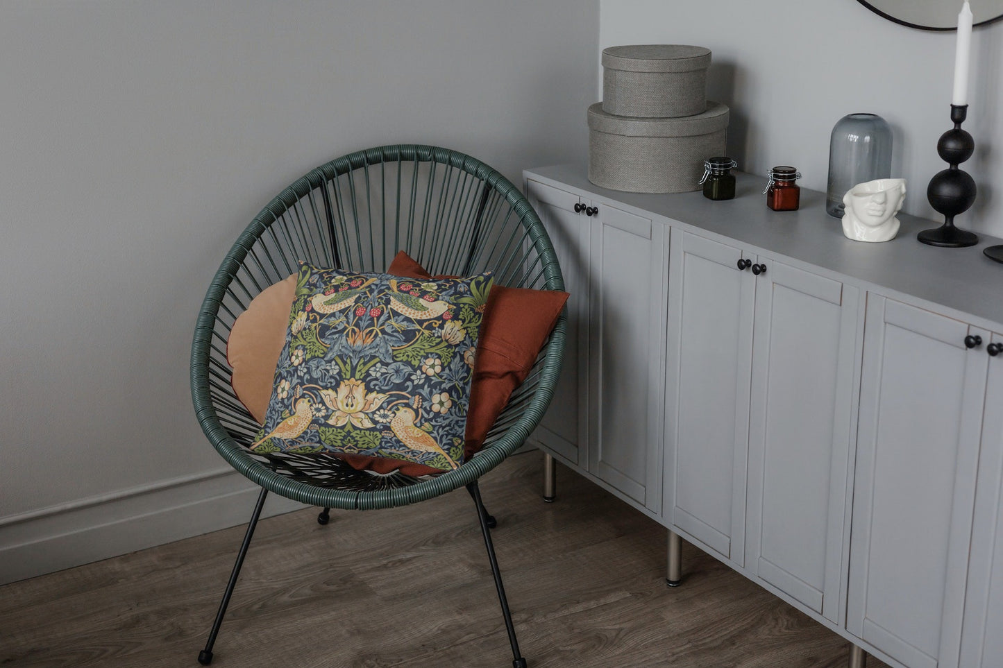 Strawberry Thief Outdoor Pillow William Morris Blue