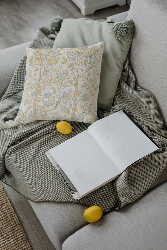 Melsetter Outdoor Pillow William Morris Ivory Sage Green