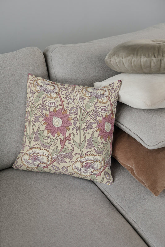 Pink & Rose Outdoor Pillow William Morris Manilla Wine