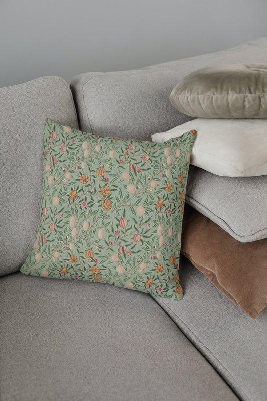 Fruit Outdoor Pillow William Morris Sage Green