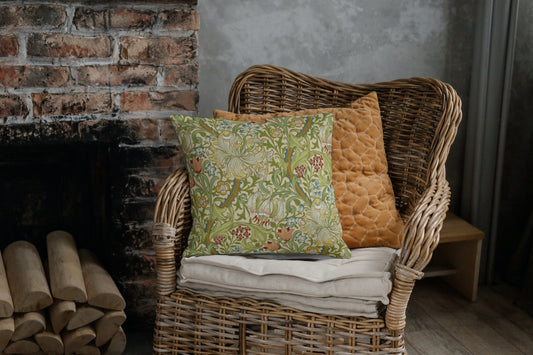 Golden Lily Outdoor Pillow William Morris Green