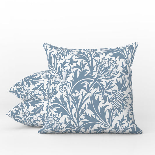Thistle Outdoor Pillows William Morris Blue White