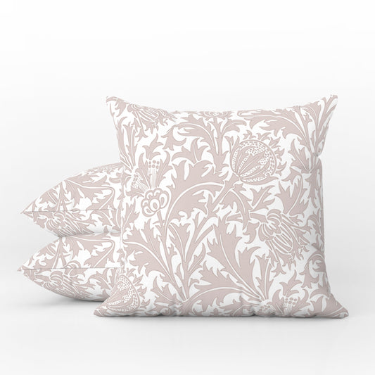 Thistle Outdoor Pillows William Morris Thistle Beige White